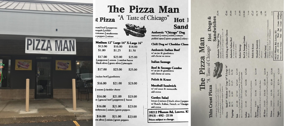 The Pizza Man Menu